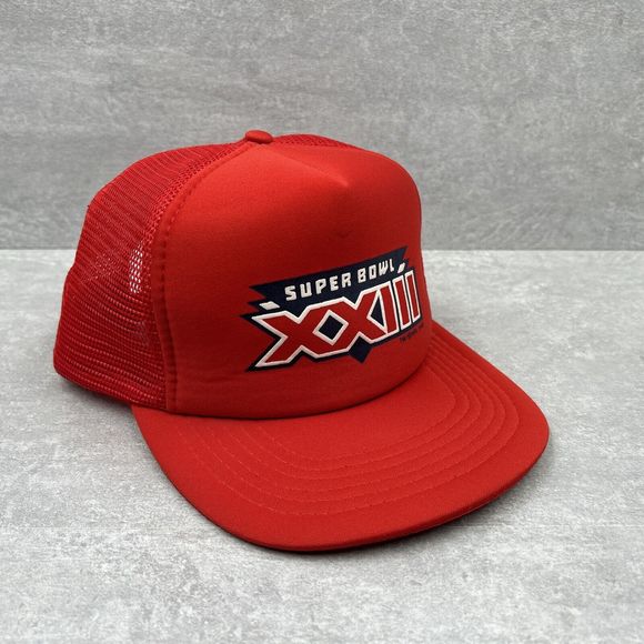 Vintage SUPERBOWL XXIII Trucker Hat Ball Cap Adjustable SNAPBACK Red Mesh Back - Picture 7 of 10